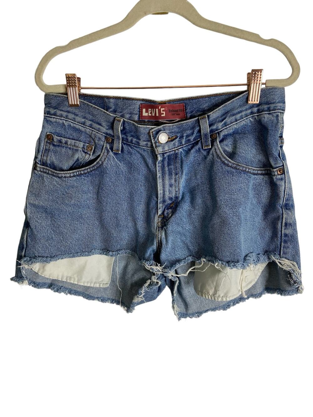 Levi's 550 Jean Shorts Husky Relaxed Fit Cut-Off Mid Rise Denim Cotton 31